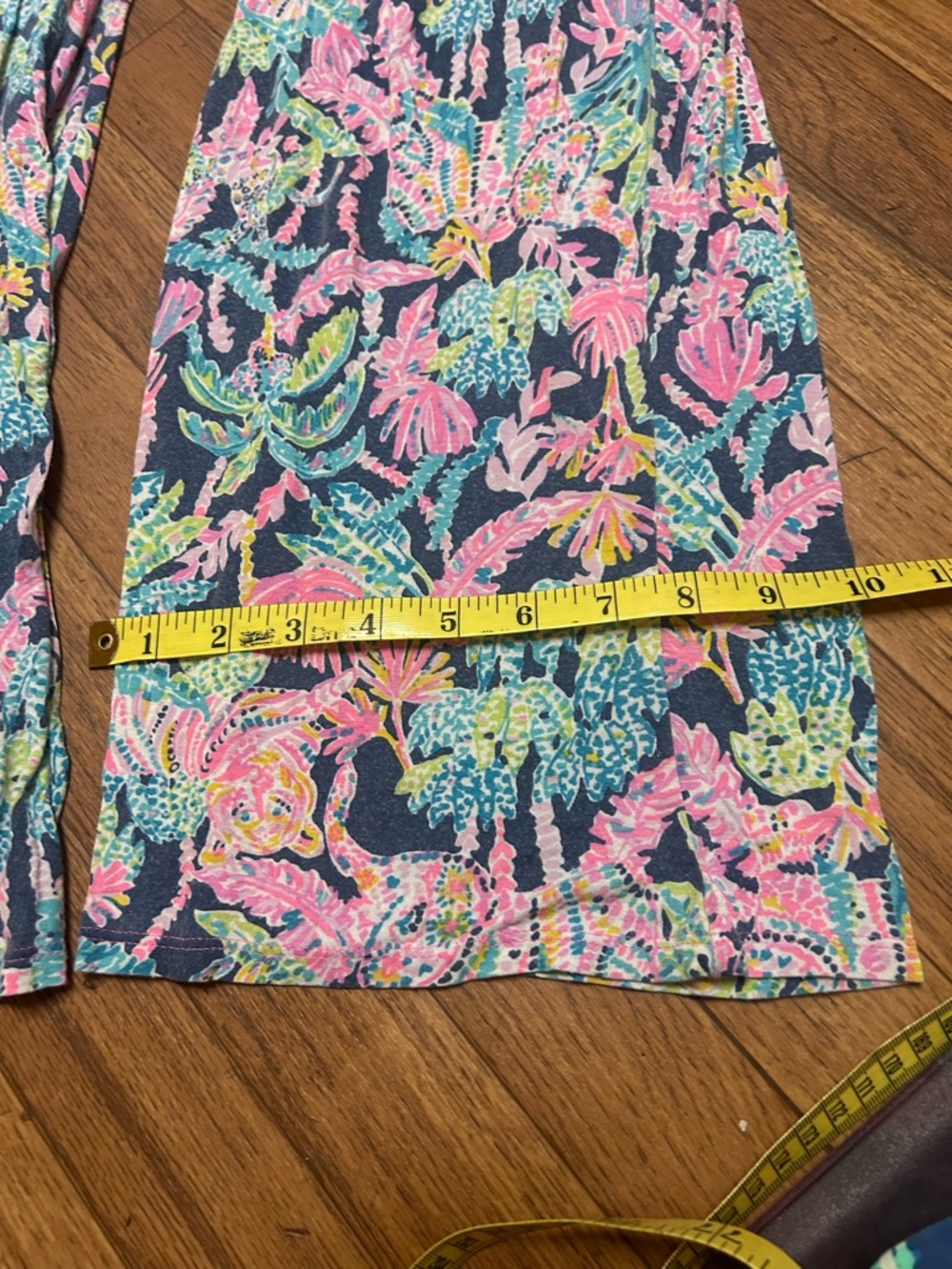 Lilly Pulitzer Colorful Floral Flared Pants - Navy, Pink, Green, Yellow - Picture 7 of 9